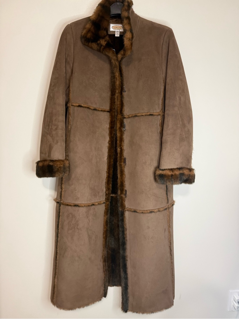 Talbots Vintage Classic Brown Faux Shearling Long Coat - Women's size medium